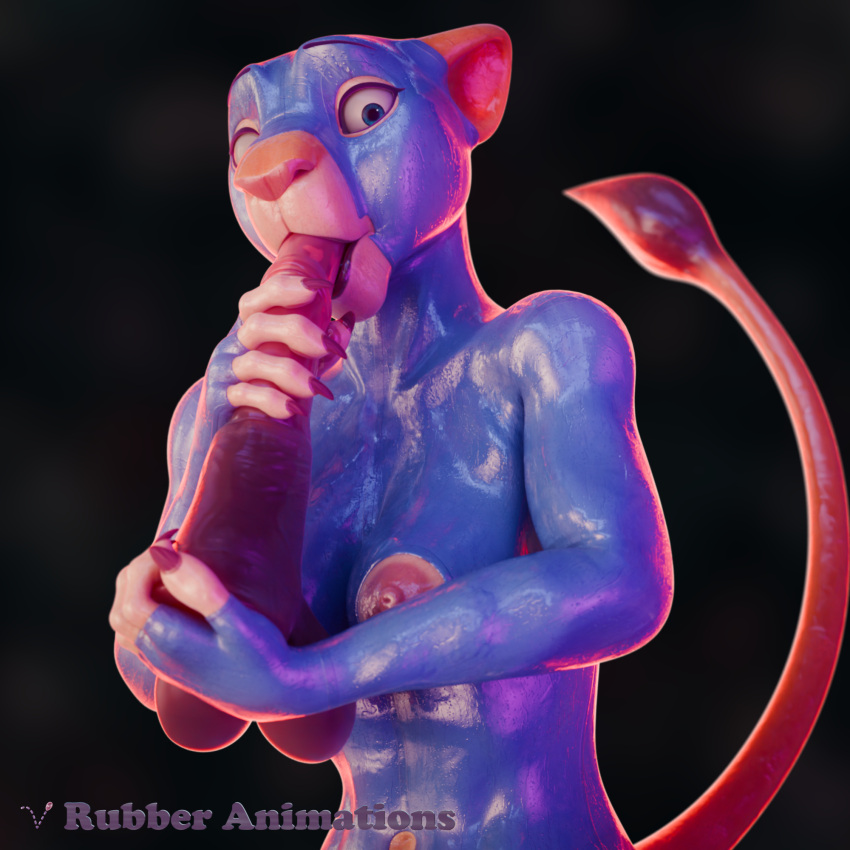 16:9 3d_(artwork) animal_dildo animal_sex_toy anthro black_background blue_eyes breasts digital_media_(artwork) dildo dildo_in_mouth disney english_text equine_dildo felid female hi_res latex latex_skinsuit lion looking_at_viewer mammal nala_(the_lion_king) nipples pantherine rubber_(artist) sex_toy sex_toy_in_mouth sex_toy_insertion signature simple_background solo tail tail_tuft text the_lion_king tuft widescreen