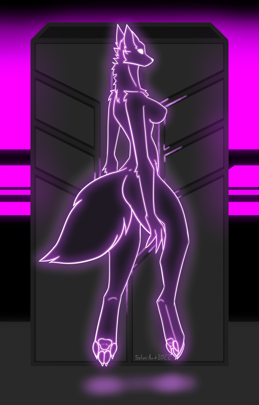 absurd_res alien alrecsolus anthro big_breasts breasts canid canine female fox glowing glowing_body glowing_eyes hi_res mammal pawpads slim solo tall tunic_(video_game)