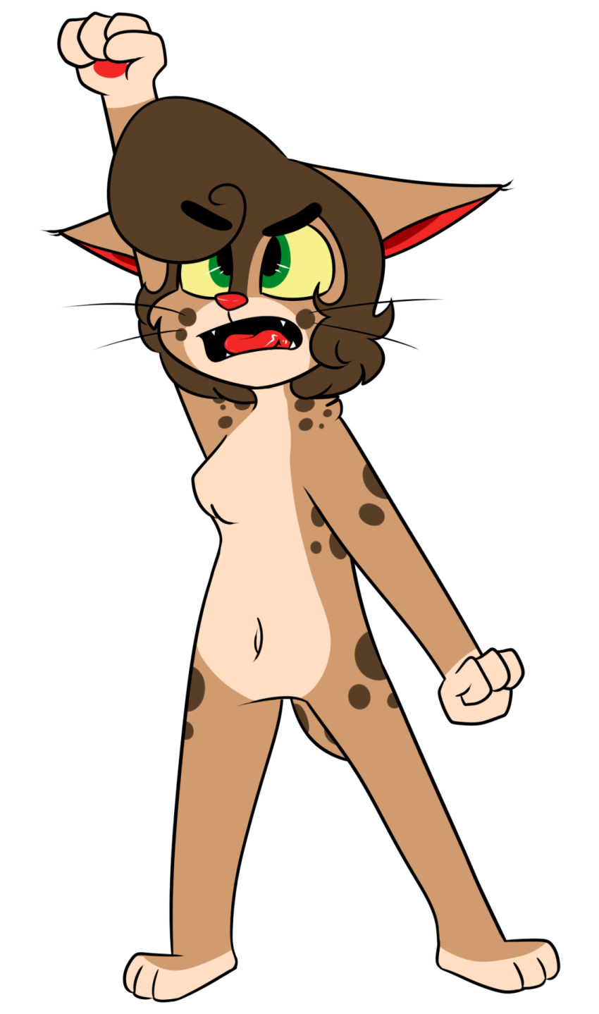 2016 3_toes 4_fingers alpha_channel anthro arm_markings back_markings biped black_eyebrows black_mouth black_pupils black_whiskers breast_tuft breasts brown_hair brown_markings brown_spots cheek_tuft chokovit_(artist) colored countershade_face countershade_feet countershade_fur countershade_neck countershade_torso countershading curled_hair digital_drawing_(artwork) digital_media_(artwork) ear_tuft ears_down eyebrows facial_tuft fangs featureless_breasts featureless_crotch feet felid feline female female_anthro fingers fist front_view full-length_portrait fur glistening glistening_eyes gloves_(marking) green_eyes hair hi_res leg_markings lucy_wattson lynx mammal markings naturally_censored navel nude nude_anthro nude_female pawpads pivoted_ears portrait pupils raised_arm raised_fist raised_hand red_inner_ear red_nose red_pawpads red_tongue shoulder_markings shoulder_tuft simple_background solo spots spotted_arms spotted_back spotted_body spotted_cheeks spotted_fur spotted_markings spotted_shoulders spotted_tail spotted_thighs standing tail tail_markings tan_body tan_countershading tan_ears tan_fur tan_tail tan_tuft teeth thigh_markings toes tongue translucent translucent_hair transparent_background tuft whiskers wide_stance