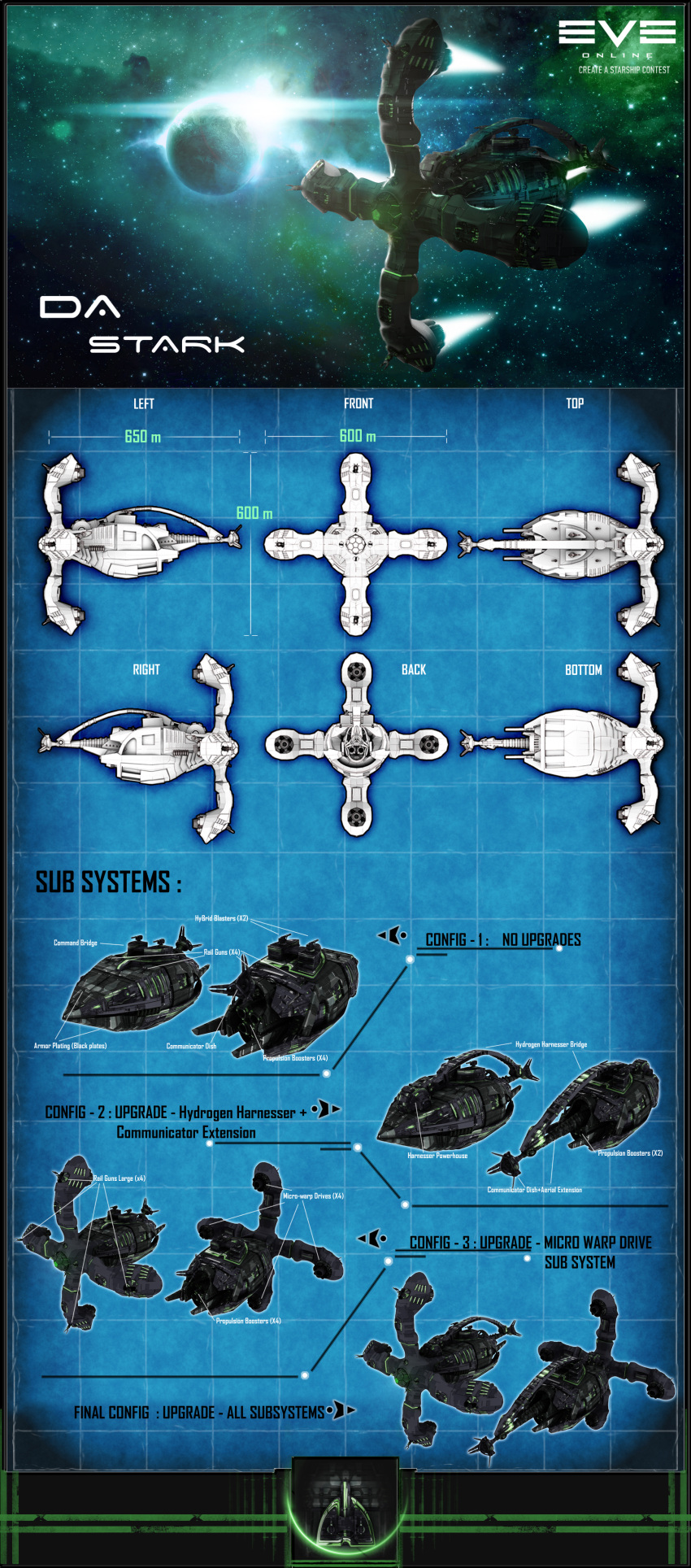 3d absurdres battleship_(eve_online) blueprint_(medium) cannon commentary concept_art copyright_name energy_cannon english_text eve_online flying from_side gallente_federation_(eve_online) glowing highres indu111 logo military_vehicle multiple_views nebula no_humans original outdoors planet railgun realistic reference_sheet science_fiction space spacecraft star_(sky) thrusters turret vehicle_focus