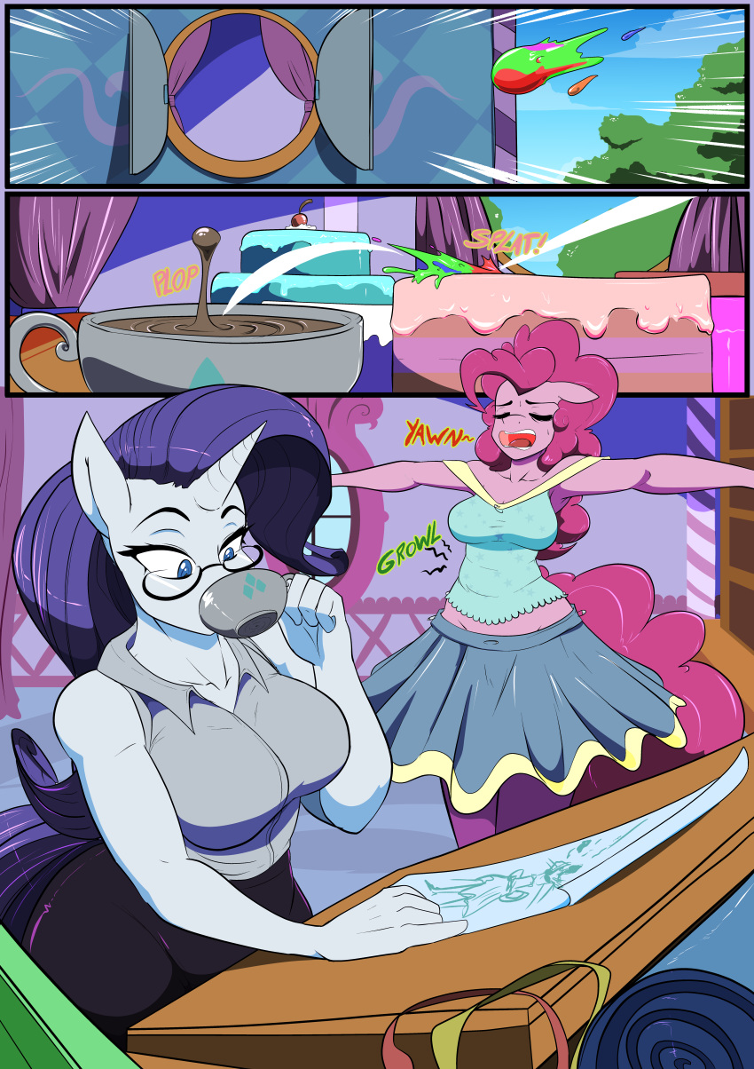 anthro big_breasts breasts comic earth_pony equid equine female friendship_is_magic horn horse mammal my_little_pony pinkie_pie_(mlp) pony rarity_(mlp) unicorn vale-city