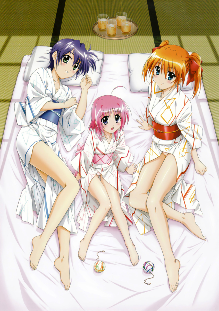 caro_ru_lushe cleavage mahou_shoujo_lyrical_nanoha mahou_shoujo_lyrical_nanoha_strikers pantsu subaru_nakajima teana_lanster yukata