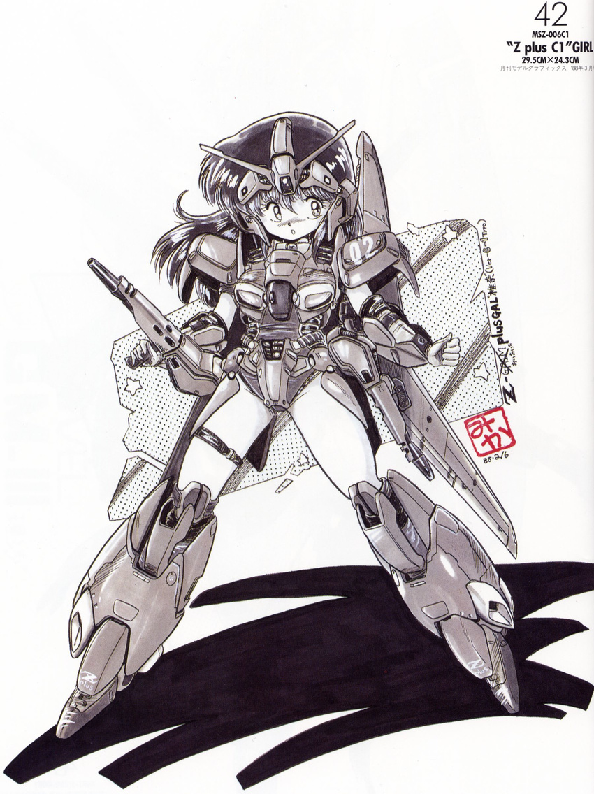 akitaka_mika bleed_through mecha_musume monochrome tagme