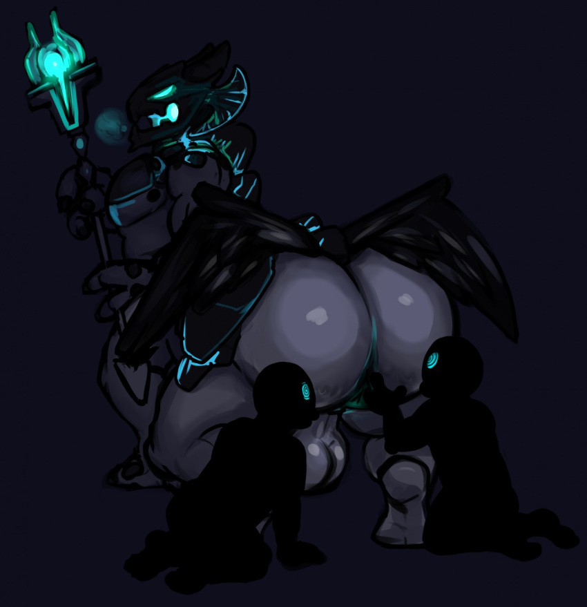 2019 anothermeekone anus backsack balls big_butt butt claws demon digital_media_(artwork) digitigrade dota glowing glowing_eyes harbinger_the_outworld_devourer invalid_tag monster muscular open_mouth penis scalie simple_background taur unknown_species video_games wings
