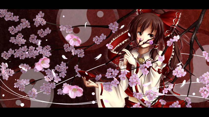 bad_id bad_pixiv_id cherry_blossoms dorizuru hakurei_reimu highres solo touhou yin_yang