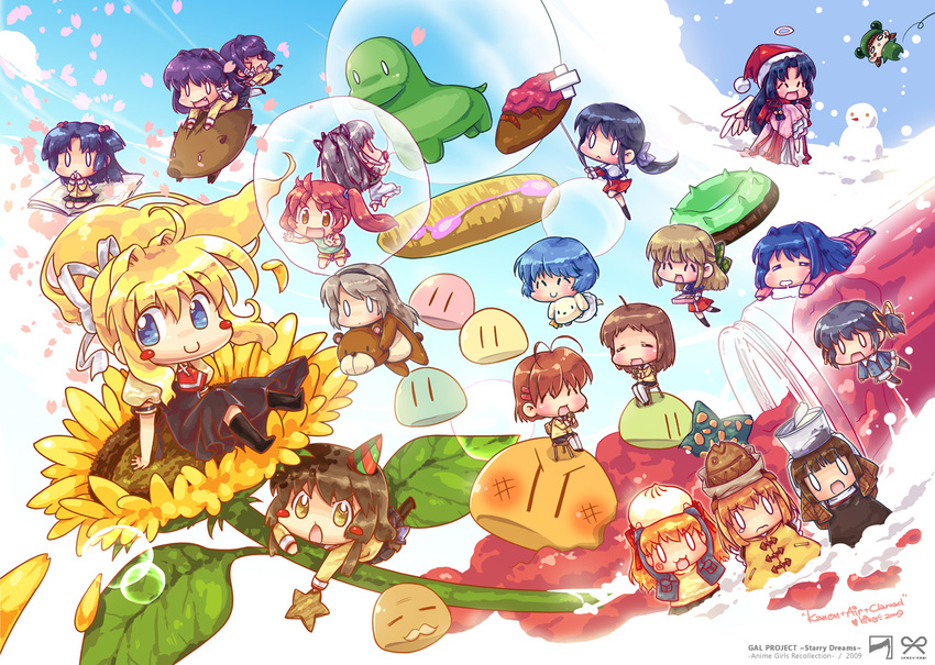 &gt;_&lt; =_= ^_^ air animal_costume baozi bear_costume blonde_hair botan_(clannad) bread bubble chibi clannad closed_eyes company_connection crossover dango_daikazoku dinosaur doughnut elder_dango everyone flower food fujibayashi_kyou fujibayashi_ryou furukawa_nagisa hinohino ibuki_fuuko ice_cream ichinose_kotomi jam kamio_misuzu kannabi_no_mikoto kanon kawasumi_mai key_(company) kirishima_kano kurata_sayuri michiru_(air) minase_nayuki misaka_shiori miyazawa_yukine multiple_girls o_o potato_(air) sakagami_tomoyo sawatari_makoto siblings sisters snow snowman sunflower sunohara_mei taiyaki toono_minagi tsukimiya_ayu twins wagashi