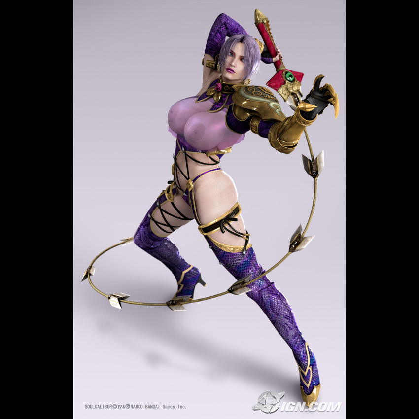 1girl 3d breasts female highres huge_breasts isabella_valentine ivy photoshop short_hair solo soul_calibur soul_calibur_iv soulcalibur_iv sword weapon