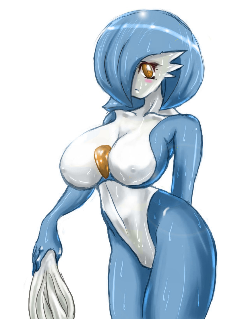 alternate_color blue blush breasts gardevoir highres nintendo no_humans pokemon pokemon_furry pokemorph shiny shiny_pokemon sirnight sweat sweating