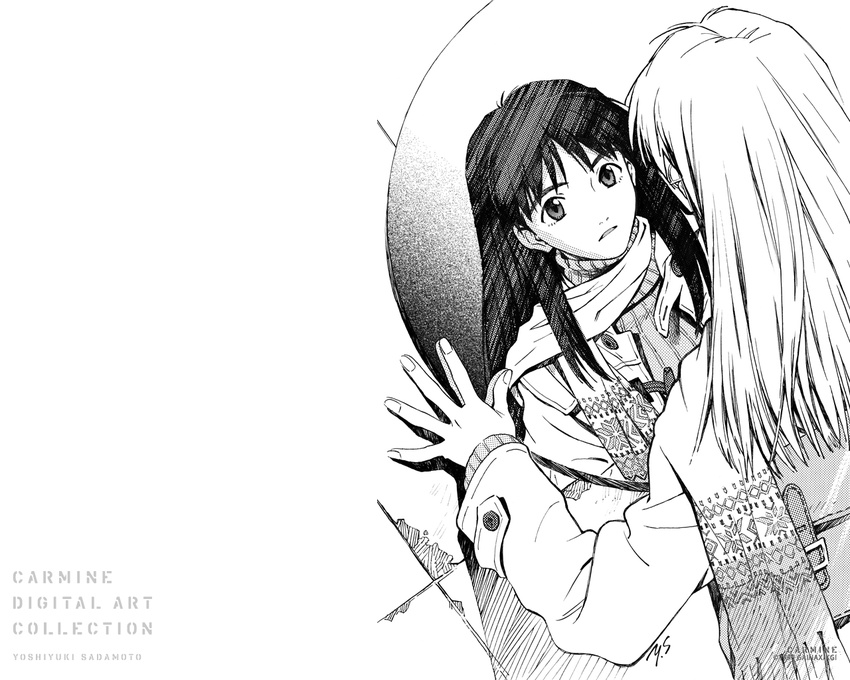 flcl monochrome ninamori_eri sadamoto_yoshiyuki wallpaper