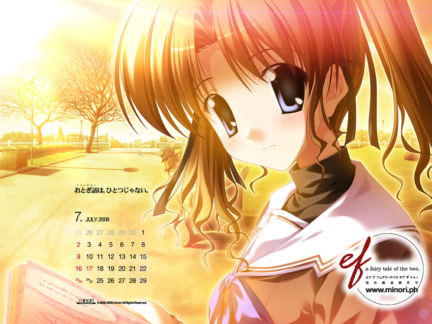 calendar_(medium) ef hayama_mizuki highres nanao_naru school_uniform solo sunset