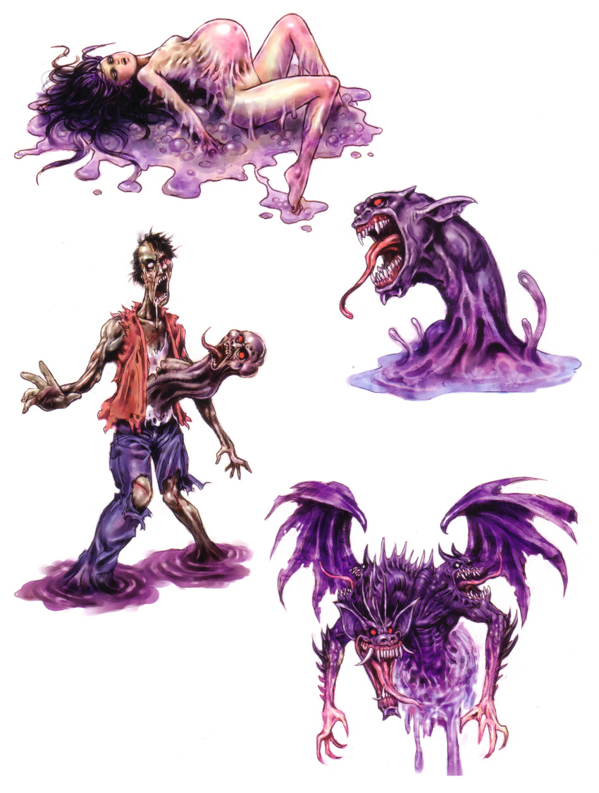 absurdres demon highres monster pregnant wild_flower yamashita_shun'ya zombie