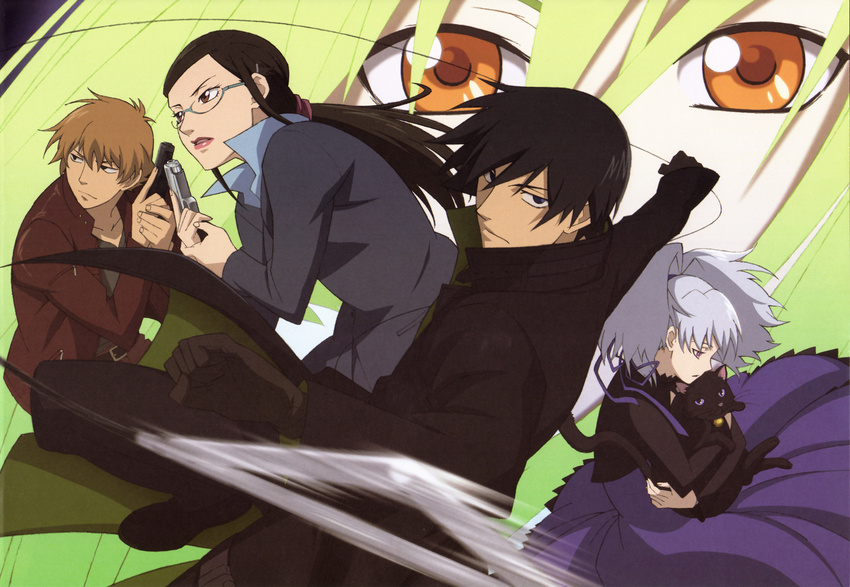 amber darker_than_black gun hei kirihara_misaki kouno_yutaka mao_(darker_than_black) megane yin