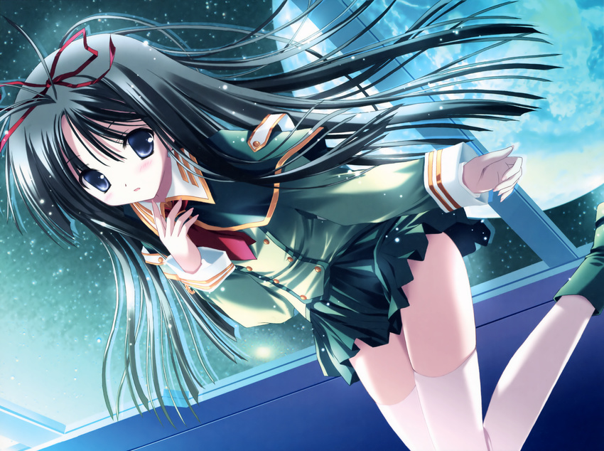 cropped harukaze_setsuna nagase_sayaka soul_link thigh-highs tinkle uniform