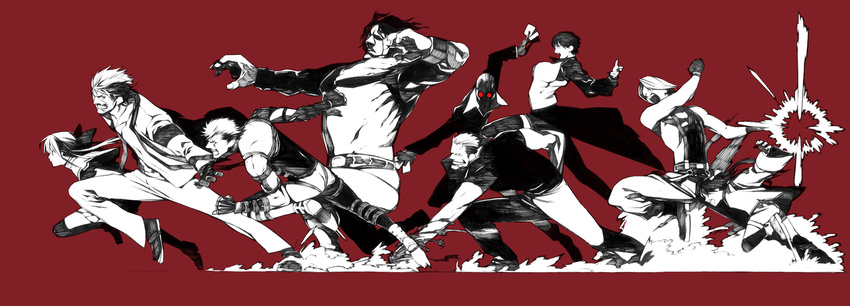 6+boys adelheid_bernstein arima_miyako highres hugo_andore kanon krizalid kurata_sayuri long_image m.u.g.e.n melty_blood monochrome multiple_boys multiple_girls onigunsou oswald_(kof) rugal_bernstein street_fighter the_king_of_fighters tsukihime vice wide_image yamazaki_ryuuji