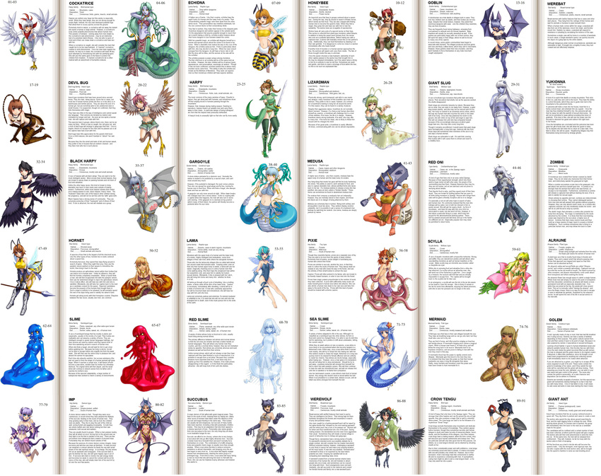 :p absurdres alcohol all_fours alraune animal_ears animal_print ant_girl antennae aqua_hair ass barefoot bat_ears bat_wings bee_girl belt beltbra black_hair black_harpy blue_eyes blue_hair blue_skin blush boots bottomless bow breasts brown_eyes brown_hair bug censored chain character_chart character_profile choker cleavage club cockatrice cockatrice_(monster_girl_encyclopedia) cockroach convenient_censoring cork crescent crow_tengu cuffs dark_skin demon_girl demon_wings devil_bug doll earrings echidna_(monster_girl_encyclopedia) elbow_gloves empty_eyes english facial_mark fairy fairy_wings fang fangs feathers flat_chest flower forehead_jewel forehead_mark fur gargoyle gargoyle_(monster_girl_encyclopedia) giant_ant giant_slug_(monster_girl_encyclopedia) gloves goblin goblin_(monster_girl_encyclopedia) golem golem_(monster_girl_encyclopedia) goo_girl gorgon green_eyes green_hair grey_eyes grey_hair hair_ornament hair_over_eyes hard_translated harem_pants harpy hat head_fins headset highres honey honeybee hornet_(monster_girl_encyclopedia) horns imp imp_(monster_girl_encyclopedia) insect insect_girl insect_wings japanese_clothes jar jellyfish jewelry kanabou kenkou_cross kneeling lamia large_breasts leotard licking_lips living_hair lizardman_(monster_girl_encyclopedia) long_hair looking_back markings medusa_(monster_girl_encyclopedia) mermaid mermaid_(monster_girl_encyclopedia) monster_girl monster_girl_encyclopedia multiple_girls navel necklace no_nipples octopus official_art oni open_mouth orange_hair pants pink_hair pixie pixie_(monster_girl_encyclopedia) plant plant_girl pointy_ears polearm ponytail purple_eyes purple_hair purple_skin red_eyes red_hair red_oni red_oni_(monster_girl_encyclopedia) red_skin red_slime_(monster_girl_encyclopedia) ribbon runes sake sandals scales scarf scylla scylla_(monster_girl_encyclopedia) sea_slime see-through seiza shackles sheath shell shell_bikini shirt shorts shovel single_earring sitting skirt slime slime_(monster_girl_encyclopedia) slit_pupils slug snake snake_hair snowflakes spear squatting standing standing_on_one_leg starfish striped striped_legwear succubus succubus_(monster_girl_encyclopedia) sword tail taut_clothes taut_shirt tentacles thighhighs tiger_print tokin_hat tongue tongue_out torn_clothes translated twintails underboob very_long_hair vines weapon werebat white_hair wings wolf_ears wolf_tail yellow_eyes youkai yuki_onna yuki_onna_(monster_girl_encyclopedia) zombie zombie_(monster_girl_encyclopedia)