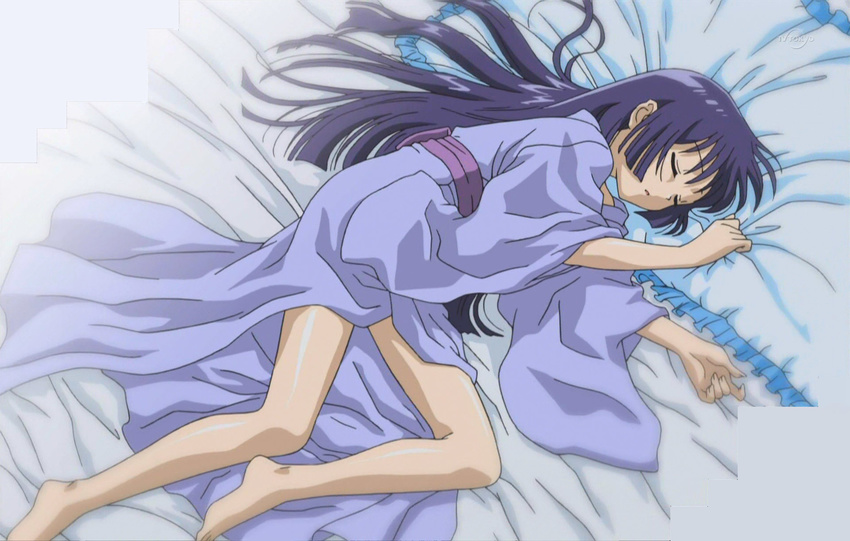 blue_kimono closed_eyes hayate_no_gotoku! highres japanese_clothes kimono saginomiya_isumi screencap sleeping solo yukata