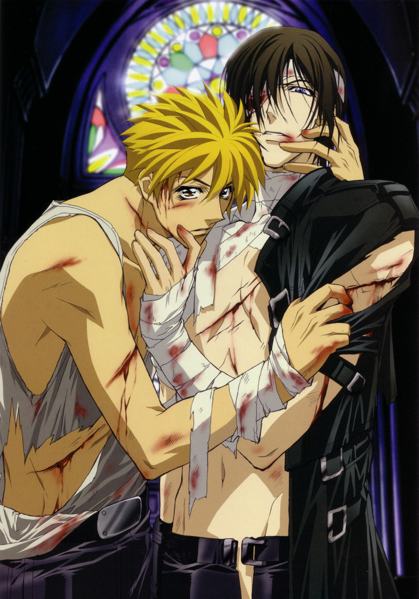 amano_ginji blood getbackers highres male_focus midou_ban multiple_boys nakajima_atsuko official_art yaoi