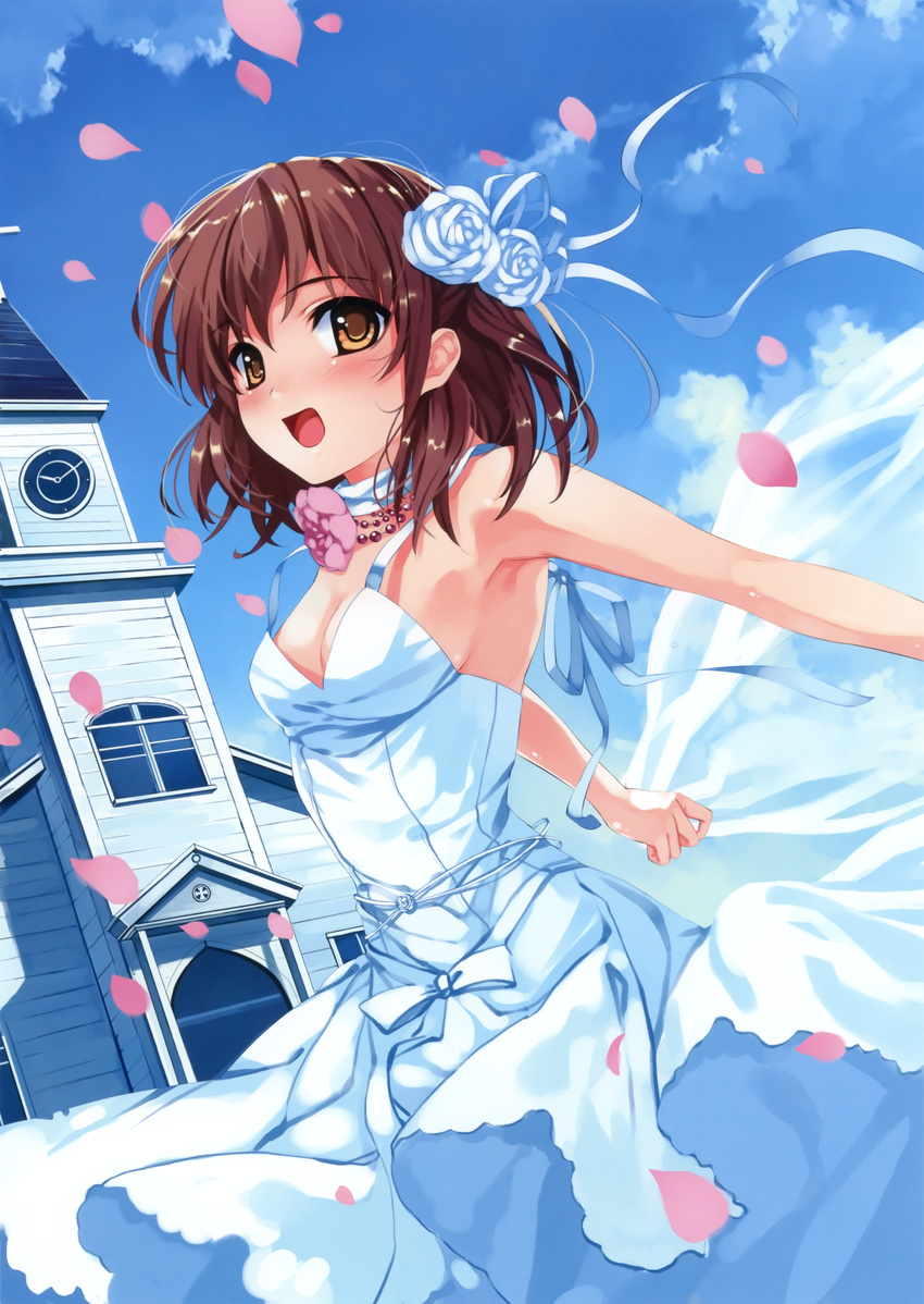 abhar cleavage deep_blue_sky_&amp;_pure_white_wings misaki_kurehito tsuyazaki_kokage wedding_dress