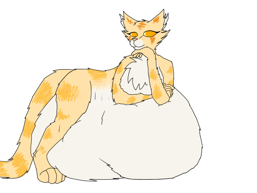 acacia belly belly_bed big_belly chest_floof hi_res hyper hyper_belly inflation nude