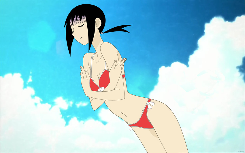 1girl bikini female highres kaga_ai outdoors sayonara_zetsubou_sensei sky solo swimsuit