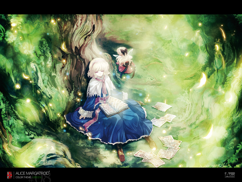 alice_margatroid blonde_hair character_name closed_eyes doll highres solo tokiame touhou tree