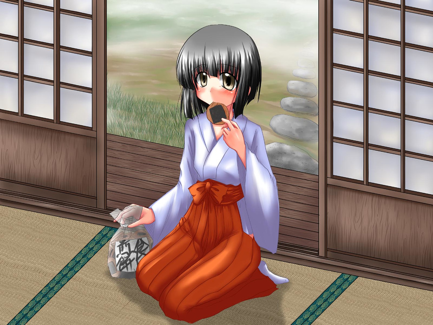 hakama highres japanese_clothes miko misana original red_hakama solo