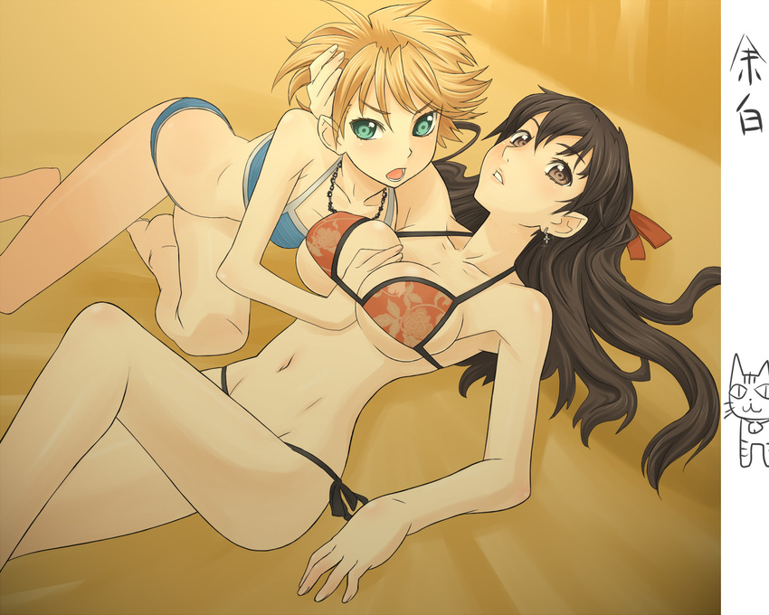 bikini breasts cleavage large_breasts multiple_girls original swimsuit ume_(driveume) yuri