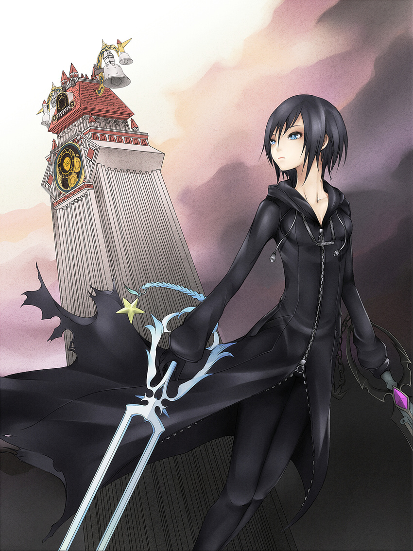 black_hair blue_eyes kingdom_hearts kingdom_hearts:_358/2_days kyo_(pixiv1214550) pantyhose short_hair uniform xion_(kingdom_hearts)