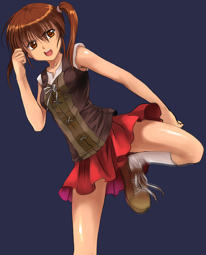 angry brown_eyes brown_hair clannad highres kanako_(clannad) kneehighs mutsuki_(moonknives) non-web_source skirt socks solo tomoyo_after twintails