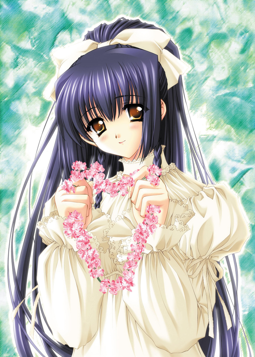 bangs brown_eyes carnelian highres kao_no_nai_tsuki kuraki_suzuna purple_hair solo