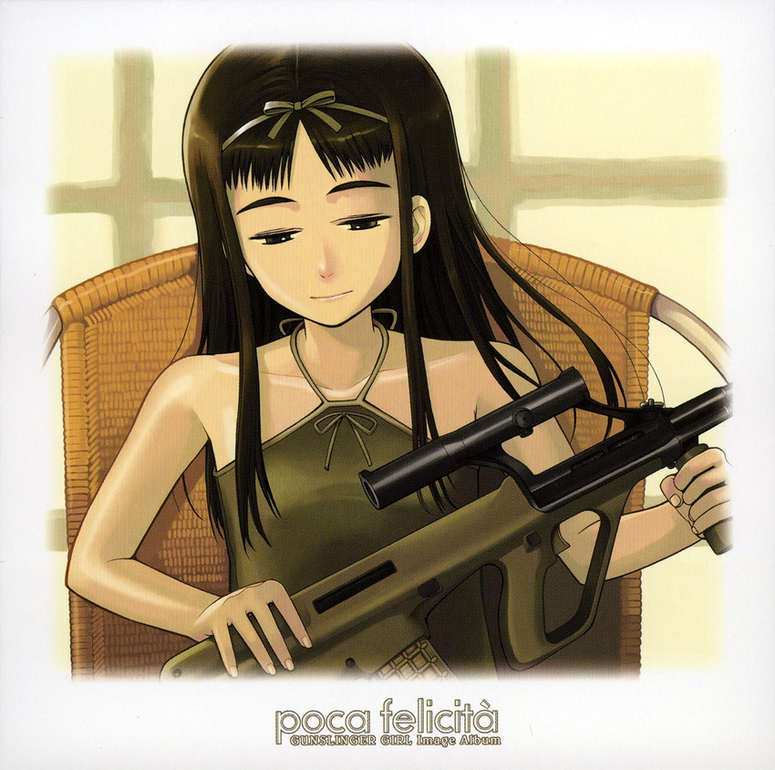 angelica_(gunslinger_girl) artist_request assault_rifle bullpup gun gunslinger_girl highres rifle scan scope solo steyr_aug vertical_foregrip weapon