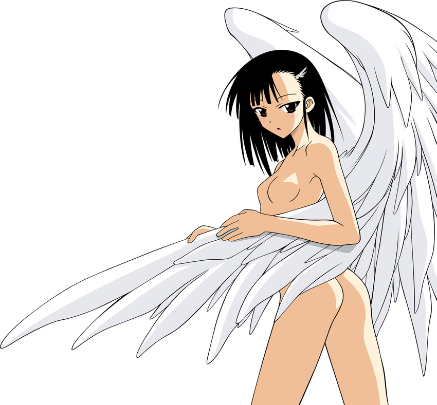 absurdres akamatsu_ken angel_wings ass highres mahou_sensei_negima! nude sakurazaki_setsuna solo transparent_background vector_trace wings