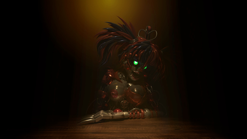 3d_(artwork) absurd_res animatronic big_breasts blender_(software) blue_hair blush breasts claws clothed clothed/nude clothing dark_room digital_media_(artwork) female five_nights_at_freddy's freddy_fazbear's_pizzeria_simulator furniture glowing glowing_eyes green_eyes hair headgear headwear hi_res looking_at_viewer machine metal_skin nipples nude open_mouth red_hair robot scottgames scrap_baby_(fnaf) sharp_teeth simple_background smile solo teeth white_body white_skin xxxdelphoxxxx