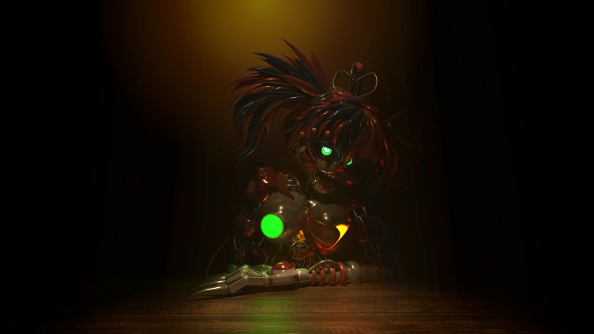 3d_(artwork) absurd_res animatronic big_breasts blender_(software) blue_hair blush breasts claws clothed clothing dark_room digital_media_(artwork) female five_nights_at_freddy's freddy_fazbear's_pizzeria_simulator furniture glowing glowing_eyes green_eyes hair headgear headwear hi_res huge_filesize looking_at_viewer machine metal_skin open_mouth pasties red_hair robot scottgames scrap_baby_(fnaf) sharp_teeth simple_background smile solo teeth white_body white_skin xxxdelphoxxxx
