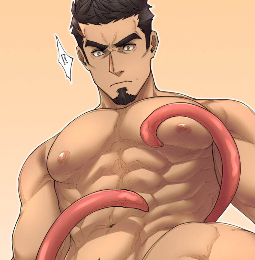 abs bara bare_pectorals beard biceps facial_hair goatee highres large_pectorals male_focus mature_male muscular muscular_male nipples pectorals sergei_strelka sideburns tales_of_(series) tales_of_zestiria tentacles thick_eyebrows topless_male wyatt_wu1020 yaoi