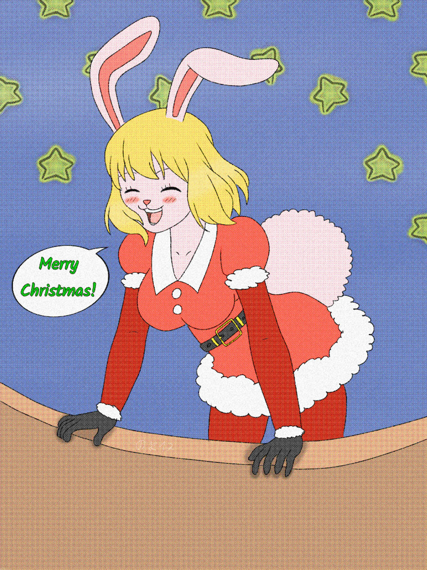 anthro carrot_(one_piece) christmas christmas_clothing clothing devluca17 female female/female hi_res holidays invalid_tag one_piece smile solo