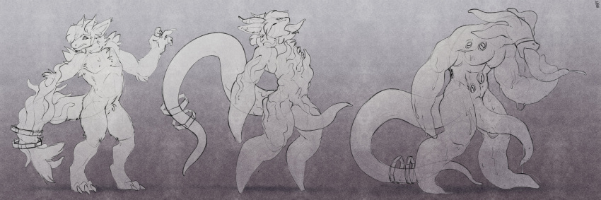 absurd_res anthro eldritch_abomination eyes_everywhere genital_growth greyscale growth hi_res lazuli_(galuade) male mammal monochrome monsterification mot penis_growth penis_tentacles sendaen sequence solo species_transformation tentacle_arms tentacle_transformation tentacles transformation