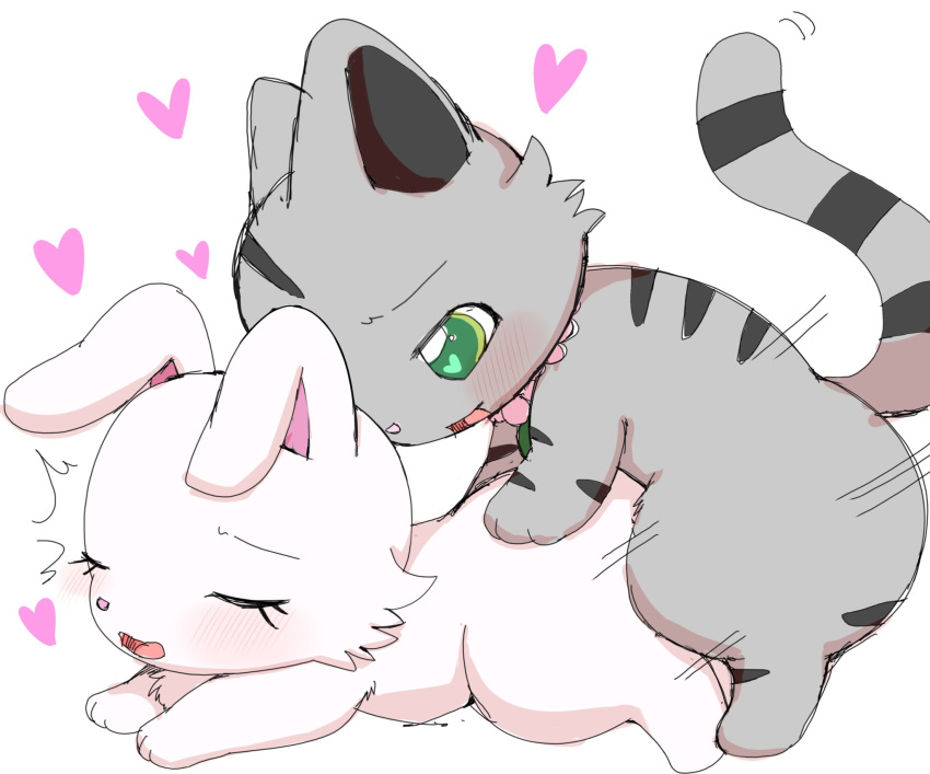 azuo blush domestic_cat duo felid feline felis female female_penetrated feral feral_on_feral feral_penetrated feral_penetrating feral_penetrating_feral fur green_eyes grey_body grey_fur heart_eyes heart_symbol hi_res jewelpet jewelry lagomorph leporid male male/female male_penetrating male_penetrating_female mammal necklace penetration rabbit ruby_(jewelpet) sanrio sega_toys sex simple_background striped_body striped_fur stripes tour_(jewelpet) white_background white_body white_fur