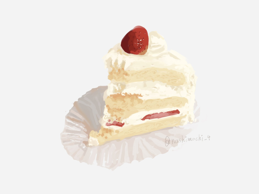 cake cream food food_focus fruit highres jam nashimochi_4 no_humans original paper still_life strawberry twitter_username white_background