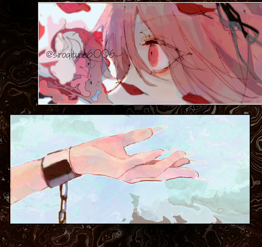 1girl chain chained highres ibaraki_douji's_arm ibaraki_kasen kn001215 pink_hair red_eyes solo touhou