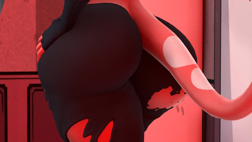 3d_(artwork) alternate anthro big_butt black_hair butt chair_activities clothed clothing demon digital_media_(artwork) female hair helluva_boss hi_res humanoid imp millie_(helluva_boss) multiple_angles multiple_images red_bodyclothing solo source_filmmaker_(artwork) tail thick_thighs wide_hips