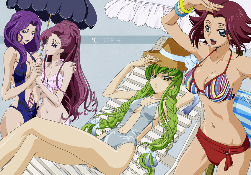 absurdres c.c. cc code_geass cornelia_li_britannia euphemia_li_britannia highres kallen_stadtfeld swimsuit