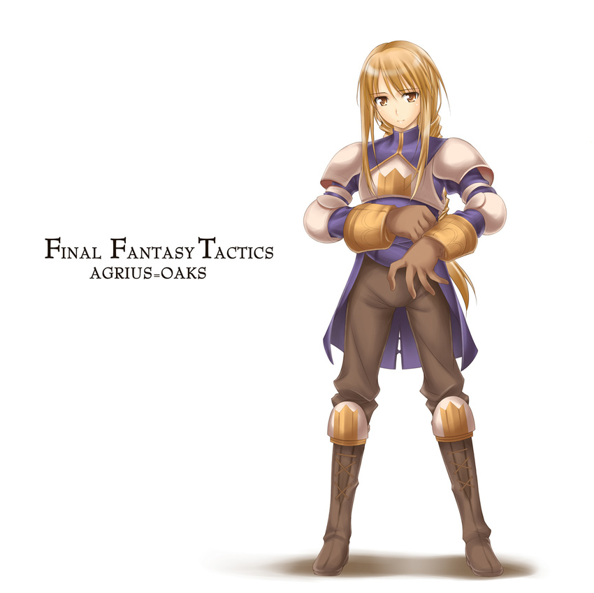 agrias_oaks armor big_wednesday blonde_hair braid final_fantasy final_fantasy_tactics highres long_hair solo yellow_eyes