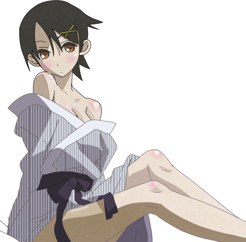 bare_shoulders fuura_kafuka highres japanese_clothes kimono sayonara_zetsubou_sensei solo transparent_background vector_trace yukata