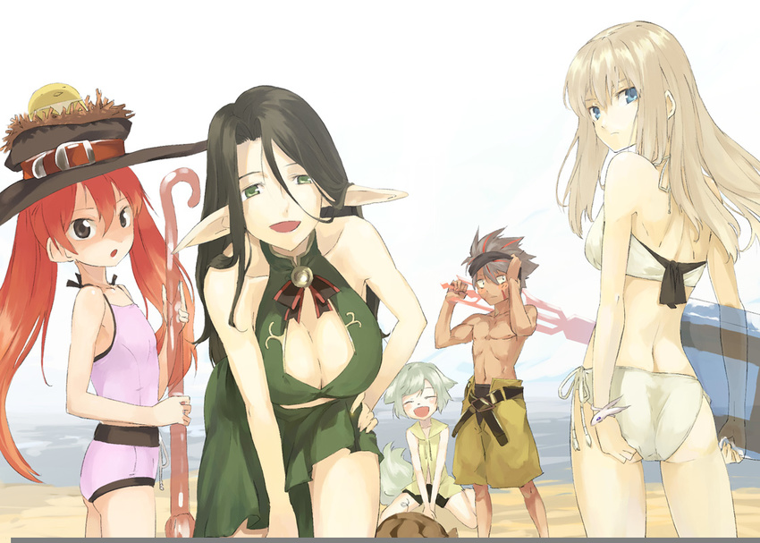 age_difference amitalilly animal_ears ass back beach bike_shorts bikini black_hair bracelet breasts child cleavage cleavage_cutout cyril faulklin file17 flat_chest green_eyes grey_hair hand_on_hip hat hips huge_breasts innertube jewelry leaning_forward long_hair looking_back maebelle pointy_ears red_hair sega shining_(series) shining_force_exa shorts side-tie_bikini silver_hair staff swimsuit sword tail tankini toma_(shining_force_exa) twintails u_(the_unko) weapon white_hair