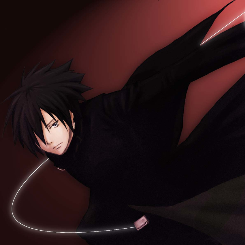 black_hair blue_eyes coat darker_than_black hei messy_hair swinging wire