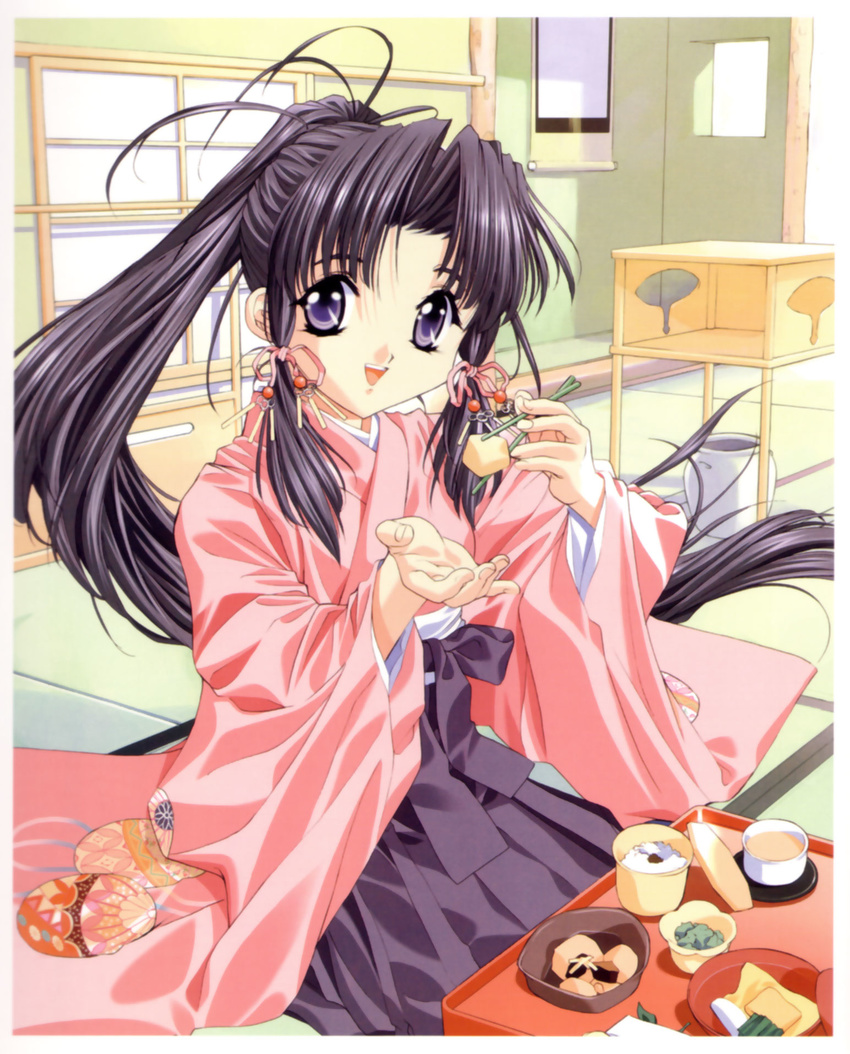chopsticks food hakama haruka_(sister_princess) highres japanese_clothes sister_princess