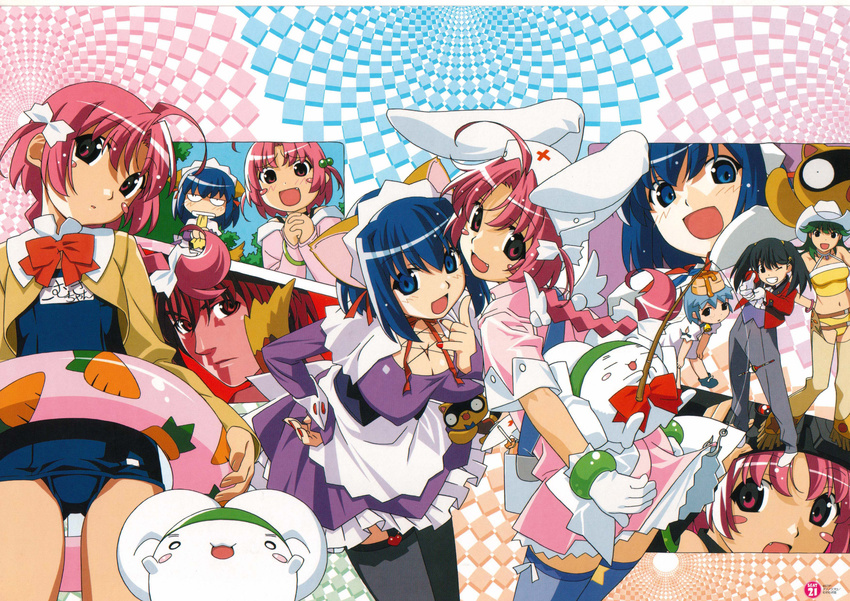 akiba_megumi animal_ears bunny_ears date_kyousuke highres kokubunji_koyori magical_maid_koyori maid mugi_maru nakahara_komugi nurse nurse_witch_komugi-chan panties posokichi raccoon_ears sakurai_asuka swimsuit tokisaka_runa underwear