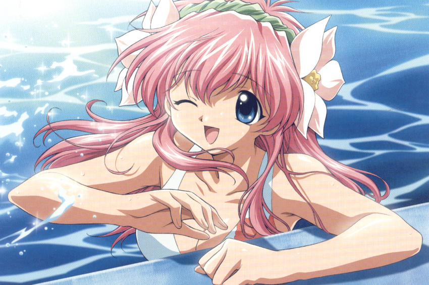 blue_eyes galaxy_angel milfeulle_sakuraba pink_hair sakuraba_milfeulle swimsuit