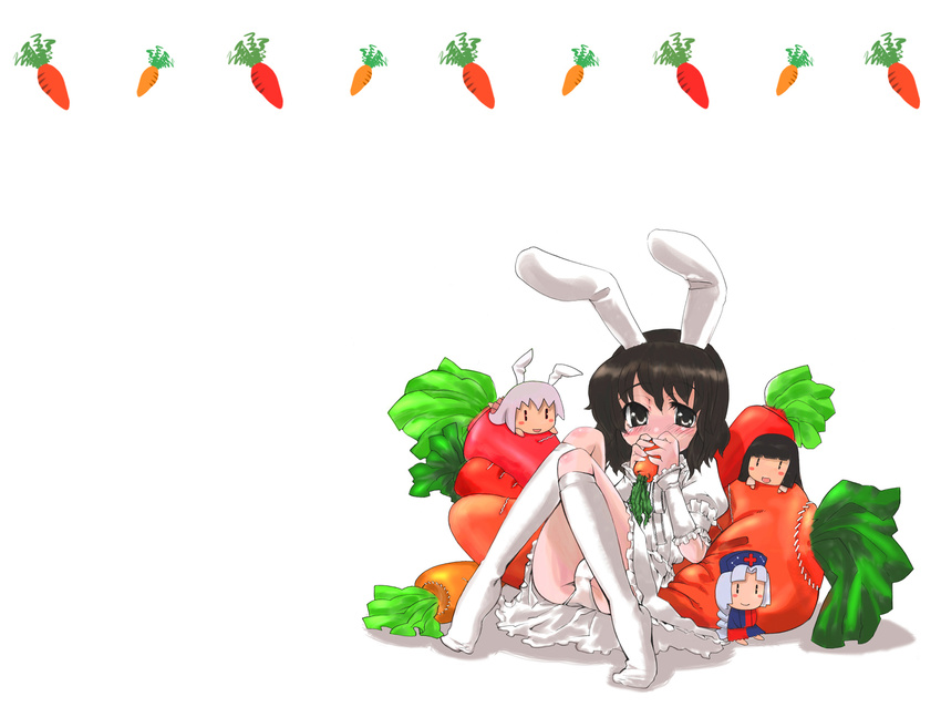 animal_ears bunny_ears carrot gengorou highres inaba_tewi kneehighs panties socks solo touhou underwear wallpaper